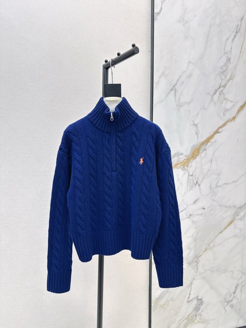 Polo Ralph Lauren Customized Wool-Cashmere Knit Collared Half-Zip Sweater