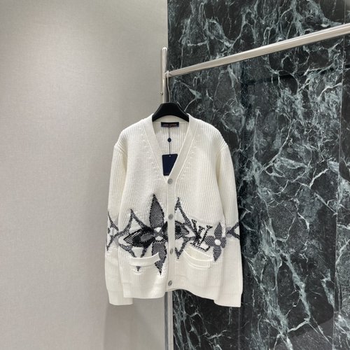 Louis Vuitton Monogram Jacquard Knit Cardigan, Loose and Classic