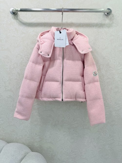 Moncler Detachable Hood Quilted Down Jacket with Custom Fabric, Classic Chic Style