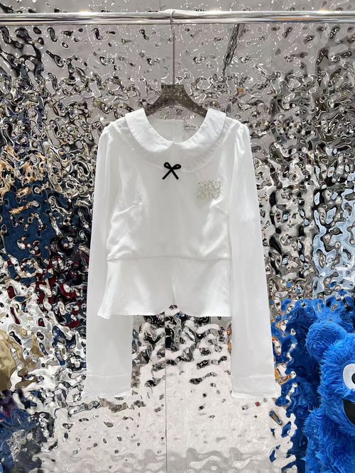 Dior Classic - Designed Stacked Cake Collar Cotton Shirt