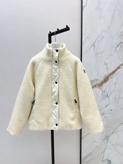 Moncler Snow Series Lamb Wool Down Jacket with Knitted Collar and Custom Hardware