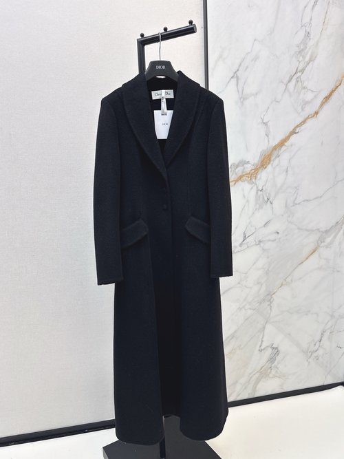 Dior Long Double-Faced Wool Coat, Handmade, Elegant & Stylish