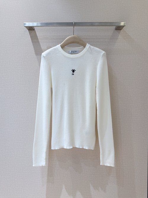 Dior Soft Knit Sweater with Classic Bee Embroidery