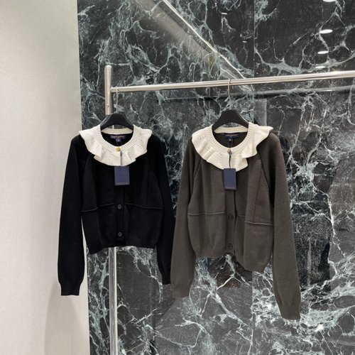 Louis Vuitton Lace Collar Knit Cardigan, Retro and Graceful