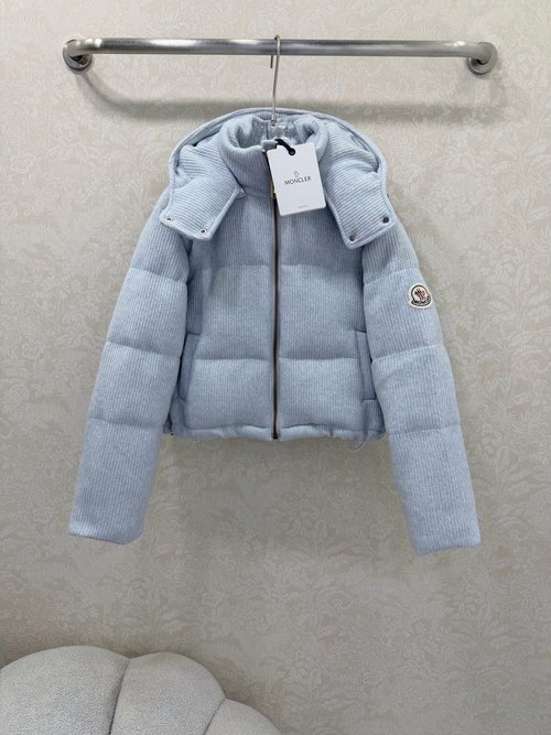 Moncler Detachable Hood Quilted Down Jacket with Custom Fabric, Three Colors Available