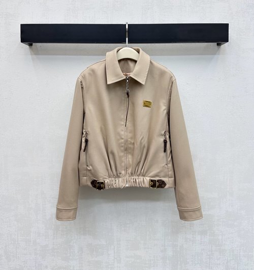 Louis Vuitton Zippered Jacket with Leather Buckle and Floral Lining