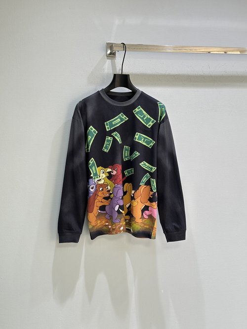 Prada Collaboration Long Sleeve T-Shirt with Street Style, Vintage Wash