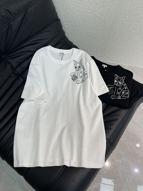 Versace Cat-embroidered Oversize Short-sleeved T-shirt, Breathable