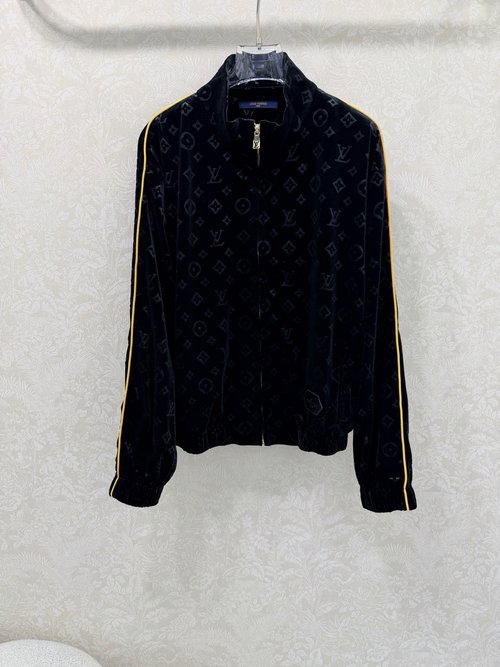 Louis Vuitton Velvet Hooded Coat with Elegant Luster and Decorations