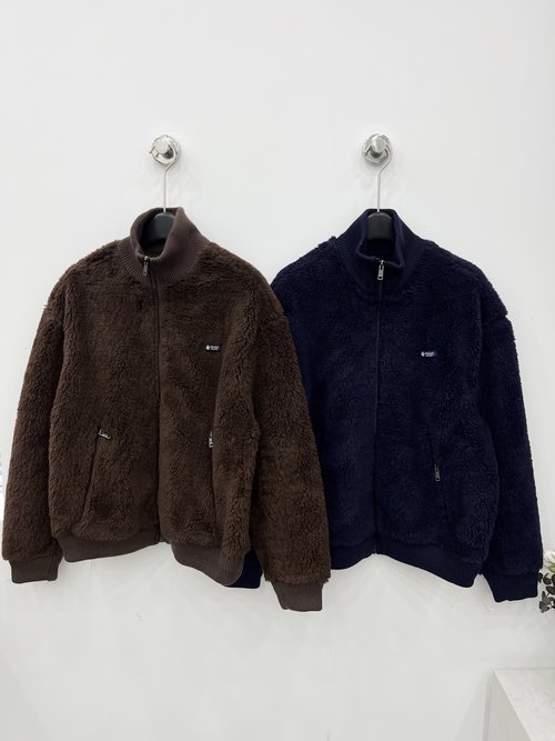 Prada Thick Furry Coat with Knitted Collar