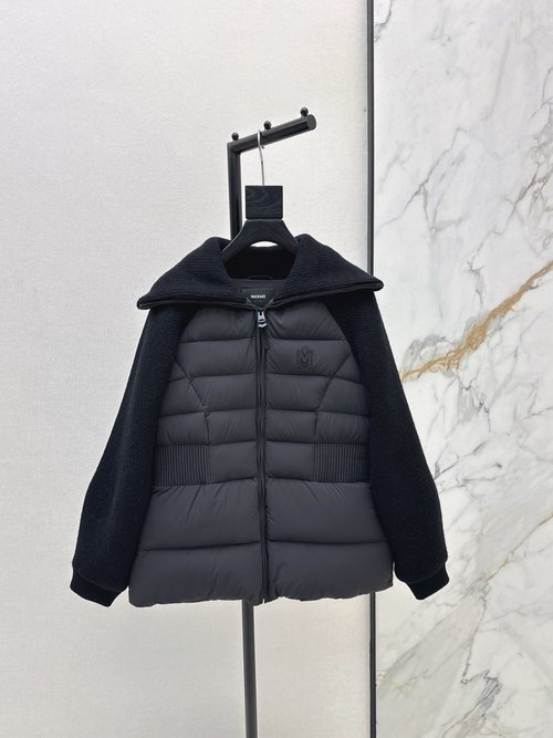 Moncler Spliced Sleeve Waist-Trimmed Roll-Neck Down Jacket, Lightweight and Warm