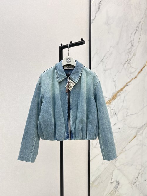 Loewe Denim Set: Irregular Jeans and Zipper Jacket