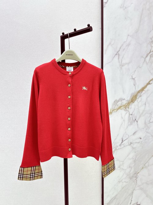 Burberry Exclusive Stitched Checkered Knit Cardigan, Classic and Versatile