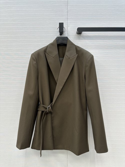 Loewe High-End Chic Irregular Design Blazer with Side-Button Waist Belt