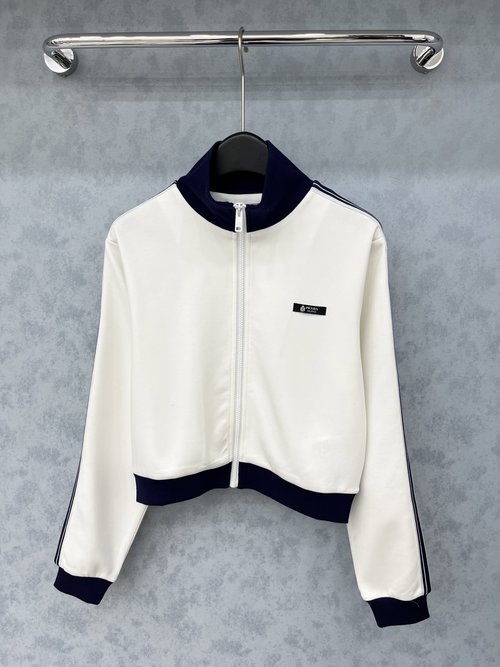 Prada Comfortable Collar Stitched Contrast-color Jacket