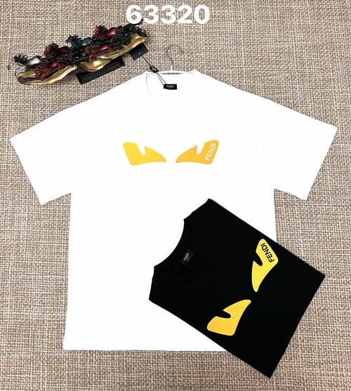 Fendi Pure Cotton Double-Yarn Plain Weave Drop Glue Process T-Shirt