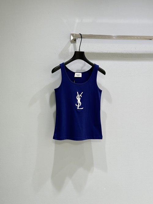 Yves Saint Laurent Embroidered Tank Top, Slim Fit for Fitness and Daily Wear