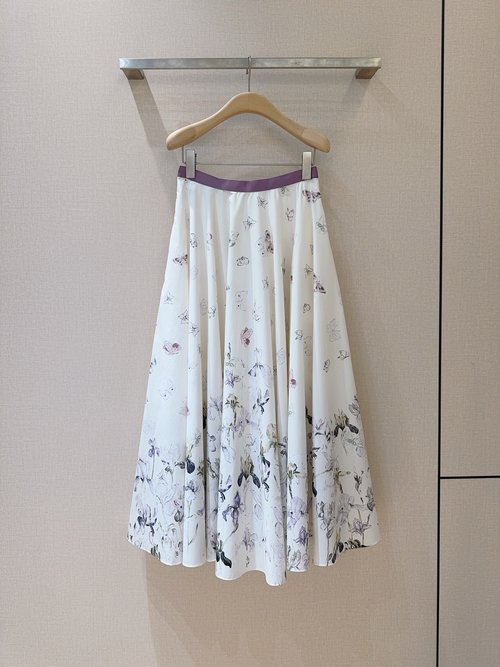 Dior Comfy Cotton Print Knee-Length A-Line Skirt for Occasions