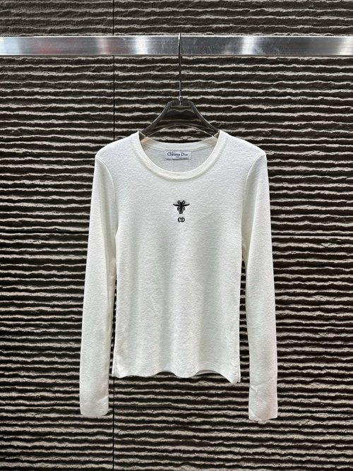 Dior Embroidered Bee Cashmere Round-Neck Sweater