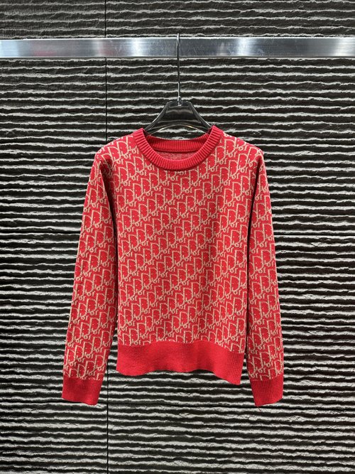 Dior Trendy All-Over Letter Intarsia Crew Neck Sweater
