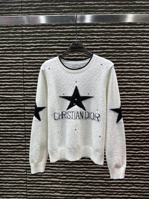Dior Dior-inspired Rhinestone Knit Long-sleeved Top