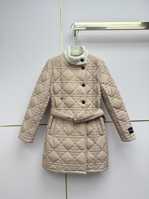 Dior Mid-Length Cotton Jacket with Fleece Collar and Cuff Embroidery