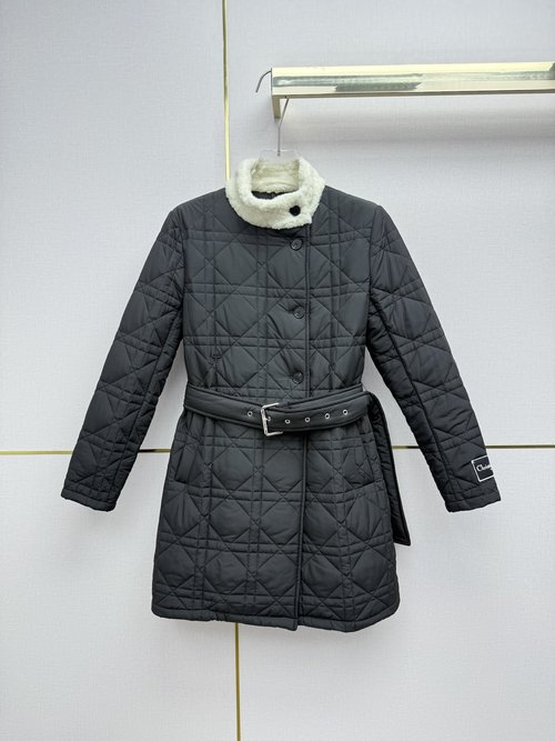 Dior Mid-Length Cotton Jacket with Fleece Collar and Cuff Embroidery