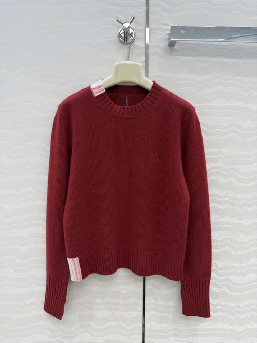 Loewe Crew Neck Color-Blocked Cashmere Sweater, Imported Cashmere Yarn