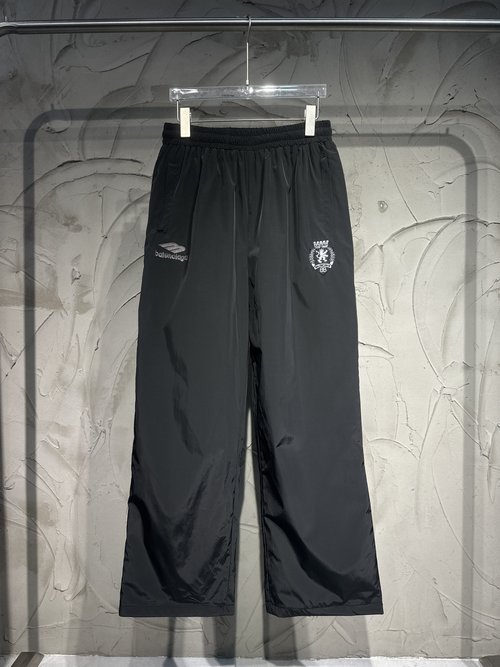 Balenciaga Football Collection Embroidered Long Sports Pants in Black and Blue