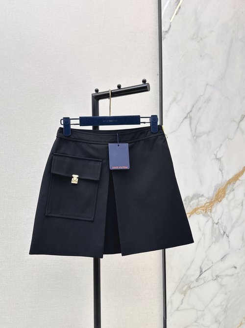 Louis Vuitton Chic Hardware-Decorated A-Line Skirt