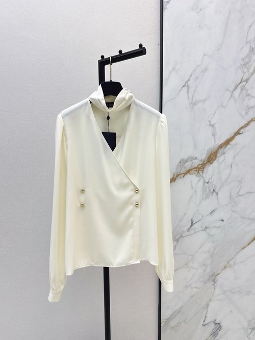 Louis Vuitton Elegant V-Neck Shirt with Comfortable Texture and Unique Design