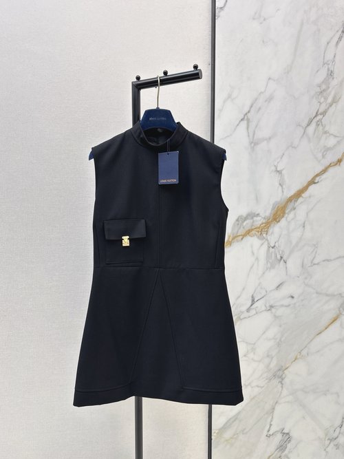 Louis Vuitton Hardware-Decorated Sleeveless Dress with Luxury Feel