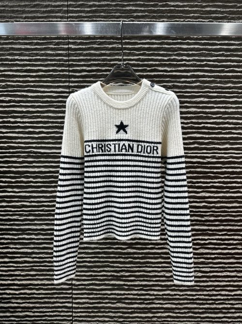 Dior Striped Color Block Knit Long Sleeve Base Layer