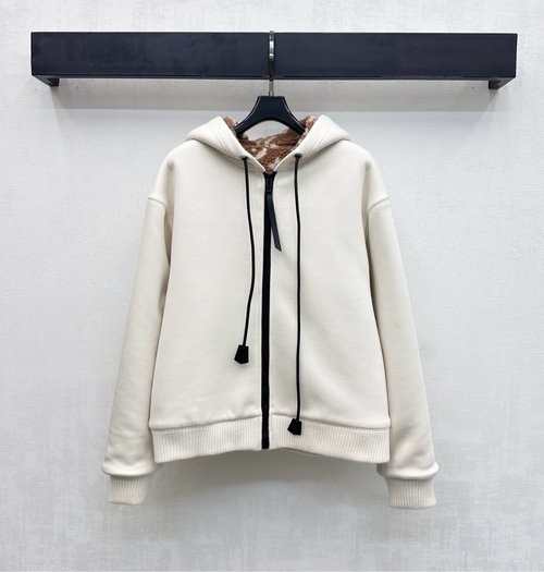Louis Vuitton Hooded Teddy Fleece Jacket with Brand Embellishment