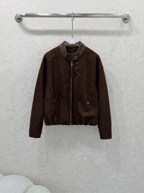 Loewe Melange Corduroy Collar Suede Jacket, Elegant and Versatile