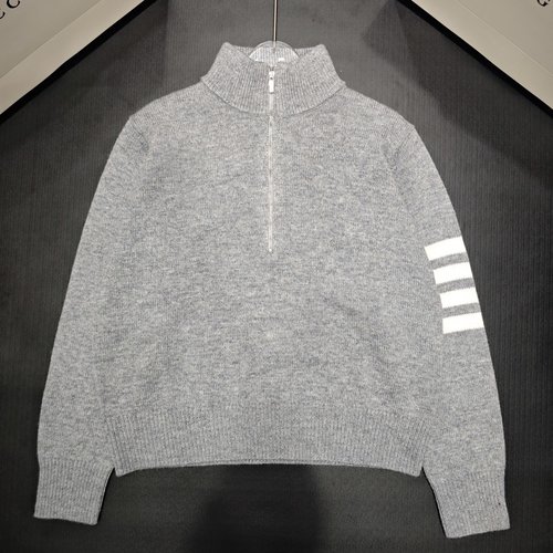 Thom Browne Half-Zip Sweater with Retro College Style