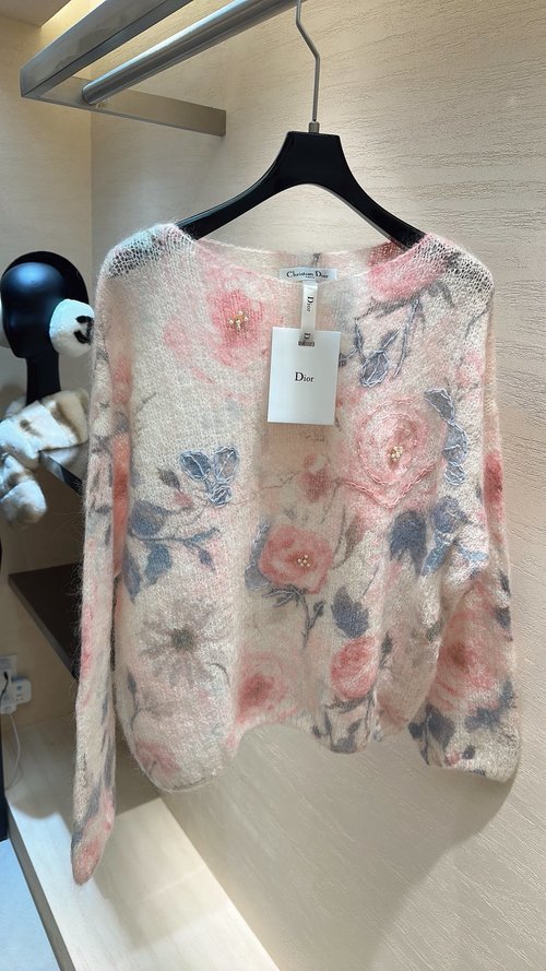 Dior Soft Alpaca & Merino Blend Sweater with Floral Patterns