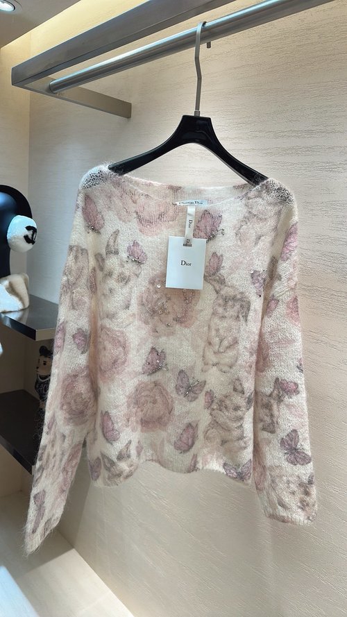 Dior Watercolor Petal Patterned Wool and Mohair Top
