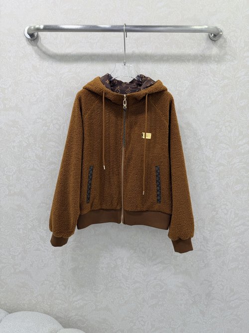 Louis Vuitton New Wool Blend Hooded Coat with Iconic Pattern and Lining