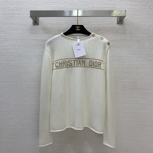 Dior Long-sleeved Knit Top with Anchor Logo Buttons, Stylish Appeal