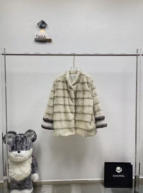 Yves Saint Laurent Imported Velvet Faux Fur Coat in Minimalist Design