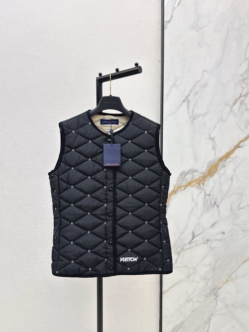 Louis Vuitton Round - Neck Quilted Cotton Vest with Four - Leaf Logo