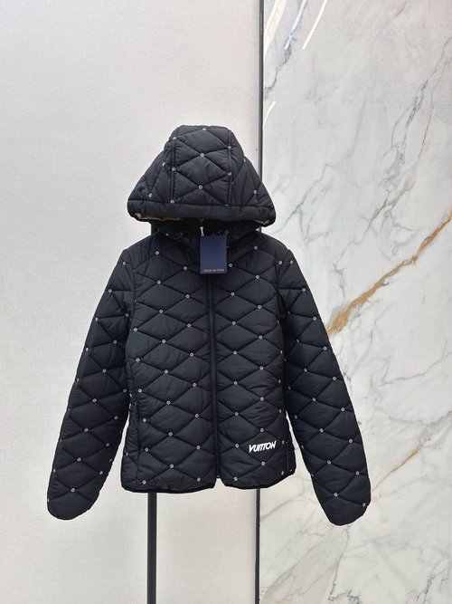Louis Vuitton Hooded Quilted Cotton Jacket with Four - Leaf Logo