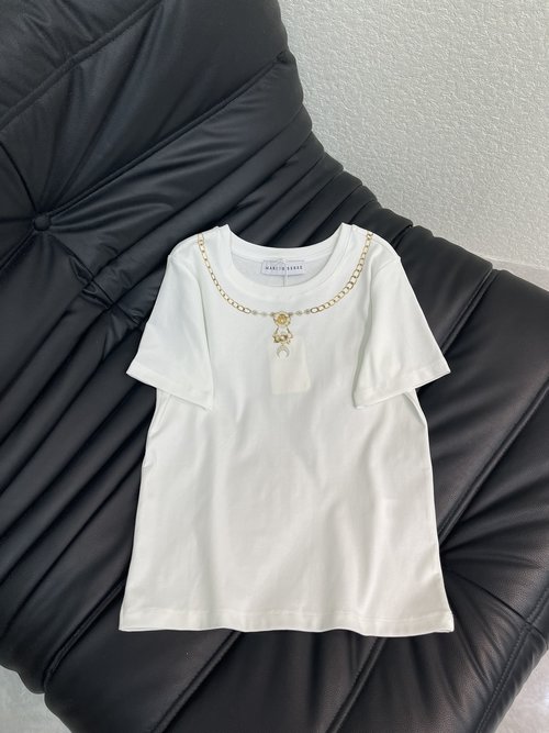 Marine Serre Customized Cotton Short-Sleeve T-Shirt with Print and Logo