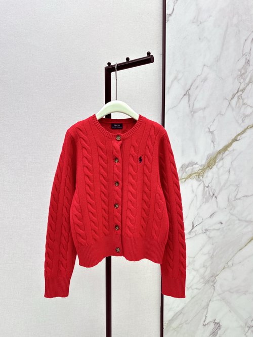 Polo Ralph Lauren Classic Cable-knit Cashmere Crew-neck Cardigan, 90% Wool 10% Cashmere, Six Colors