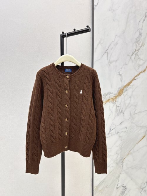Polo Ralph Lauren Classic Cable-knit Cashmere Crew-neck Cardigan, 90% Wool 10% Cashmere, Six Colors