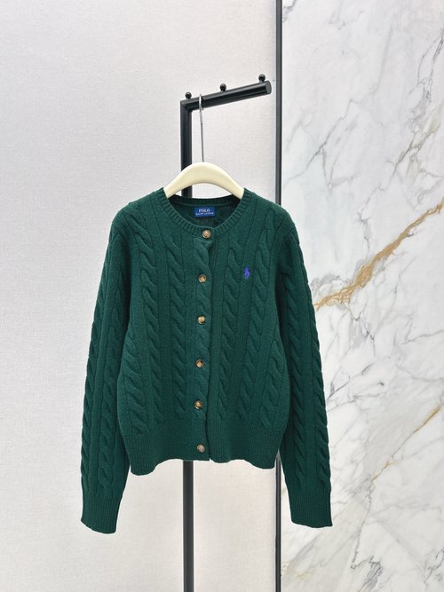 Polo Ralph Lauren Classic Cable-knit Cashmere Crew-neck Cardigan, 90% Wool 10% Cashmere, Six Colors