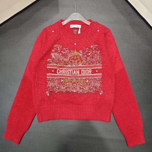 Dior Luxurious Gold-Embroidered Wool Pullover