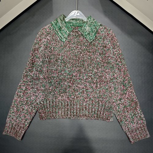 Thom Browne Handmade Blended Yarn Sweater with Doll Collar