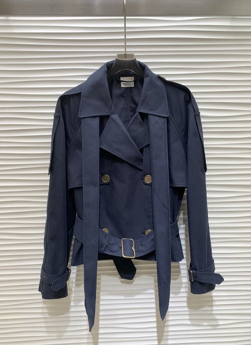 Burberry Fashionable Double - breasted Windbreaker with Bow Tie and Waist Belt